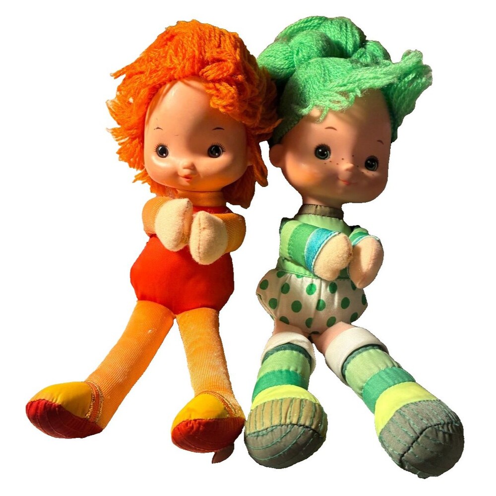 VTG 1983 1984 Rainbow Brite Patty O'Green Hallmark & Orange Lala Dolls Yarn Hair
